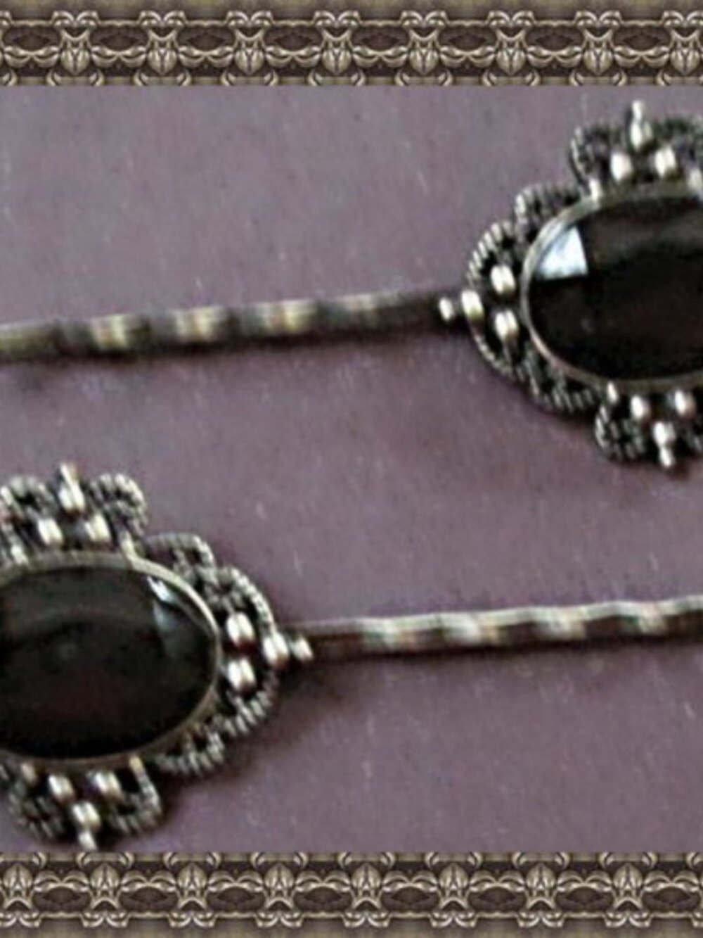 Vintage Theme Bobby Pin Design Hair Bow With Black Bead Classy Style